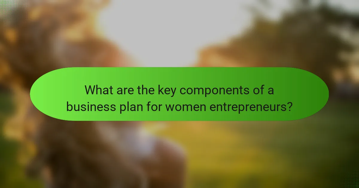 What are the key components of a business plan for women entrepreneurs?