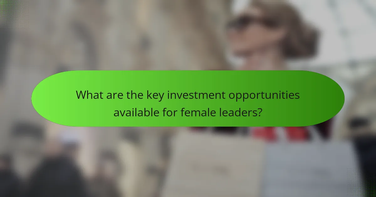 What are the key investment opportunities available for female leaders?